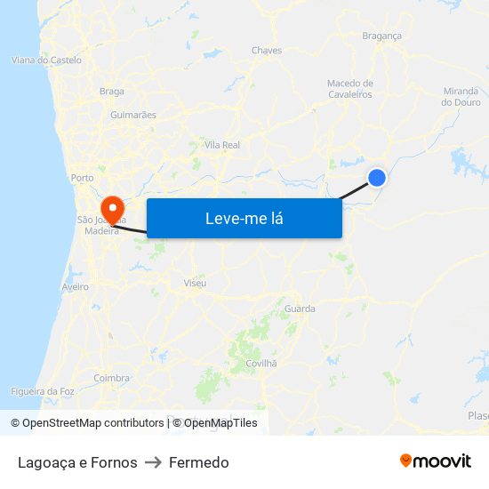 Lagoaça e Fornos to Fermedo map