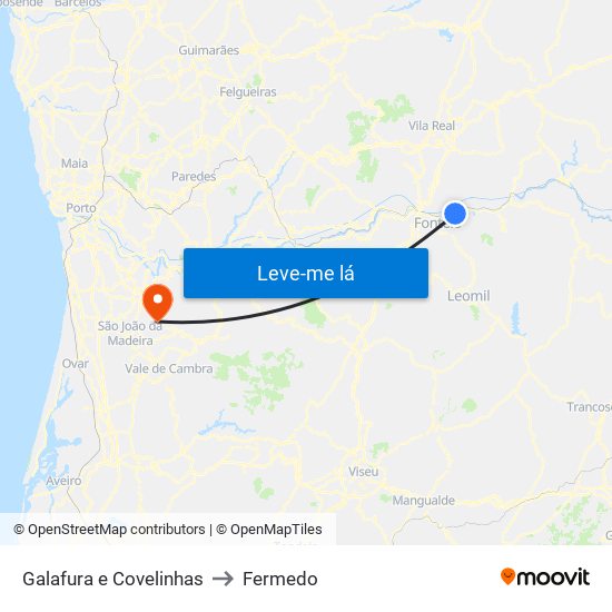 Galafura e Covelinhas to Fermedo map
