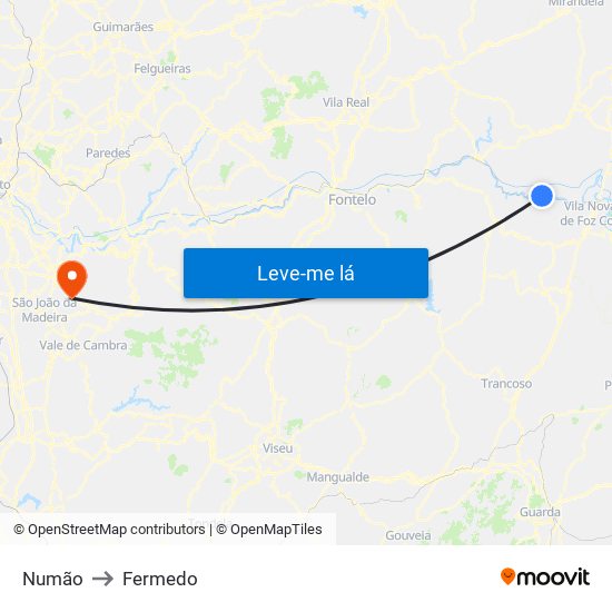 Numão to Fermedo map