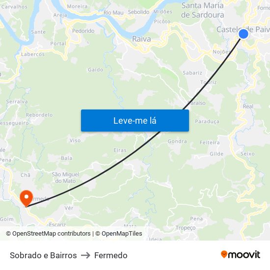 Sobrado e Bairros to Fermedo map