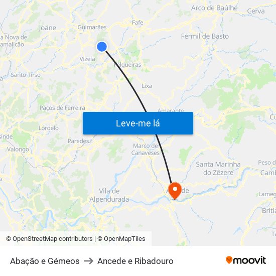 Abação e Gémeos to Ancede e Ribadouro map