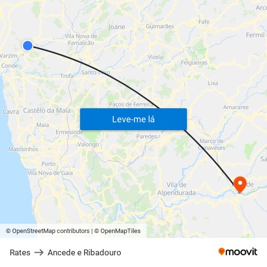 Rates to Ancede e Ribadouro map