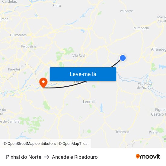 Pinhal do Norte to Ancede e Ribadouro map