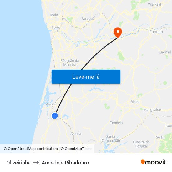 Oliveirinha to Ancede e Ribadouro map