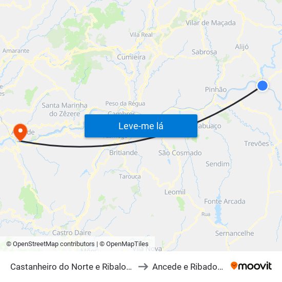 Castanheiro do Norte e Ribalonga to Ancede e Ribadouro map