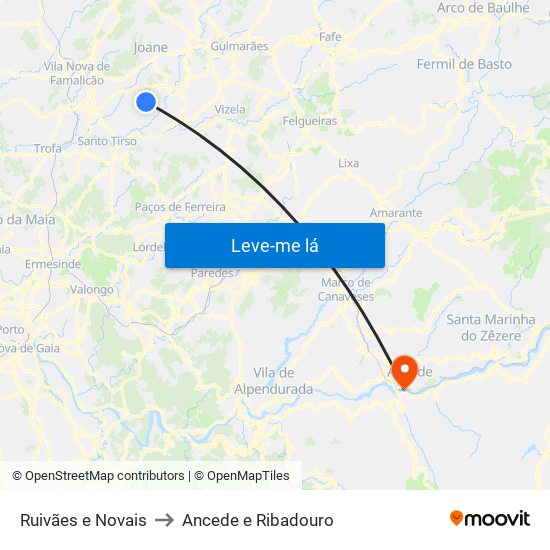 Ruivães e Novais to Ancede e Ribadouro map