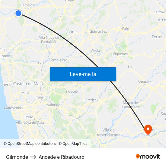 Gilmonde to Ancede e Ribadouro map