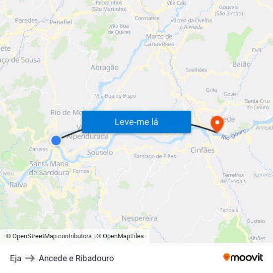Eja to Ancede e Ribadouro map