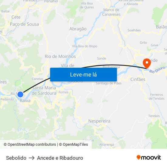 Sebolido to Ancede e Ribadouro map