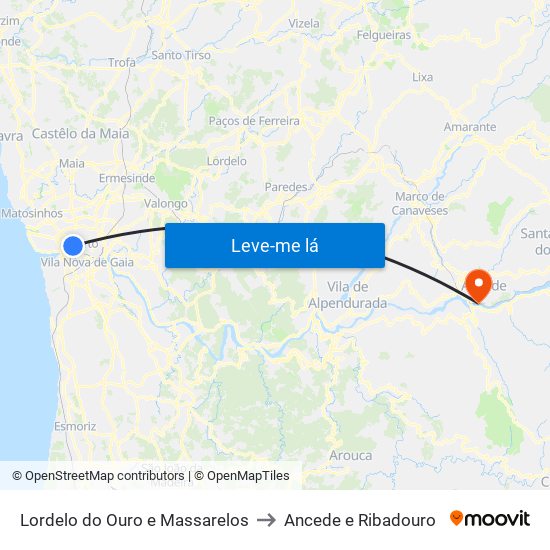 Lordelo do Ouro e Massarelos to Ancede e Ribadouro map