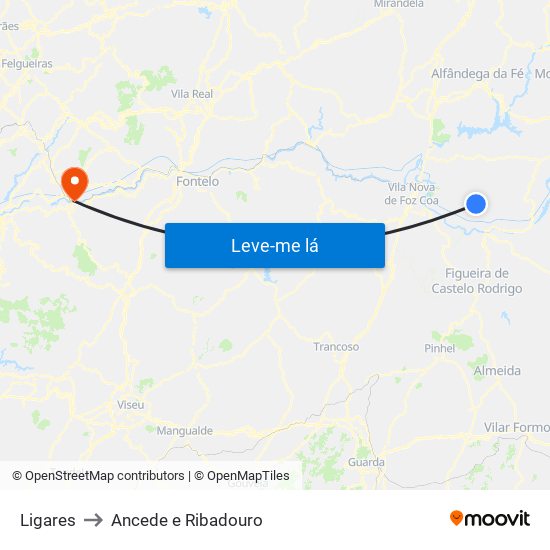 Ligares to Ancede e Ribadouro map