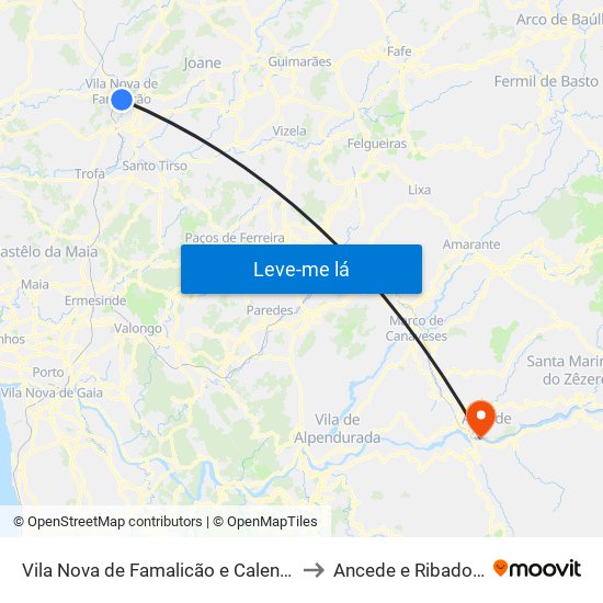 Vila Nova de Famalicão e Calendário to Ancede e Ribadouro map