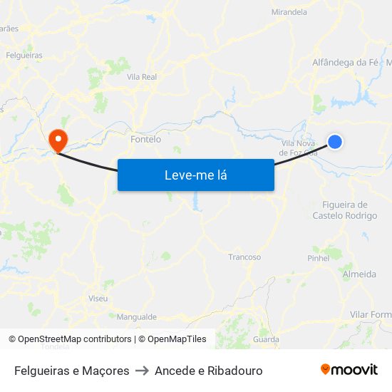 Felgueiras e Maçores to Ancede e Ribadouro map