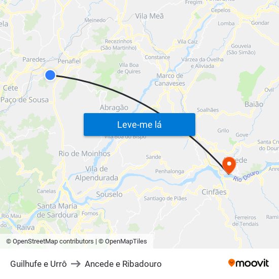 Guilhufe e Urrô to Ancede e Ribadouro map