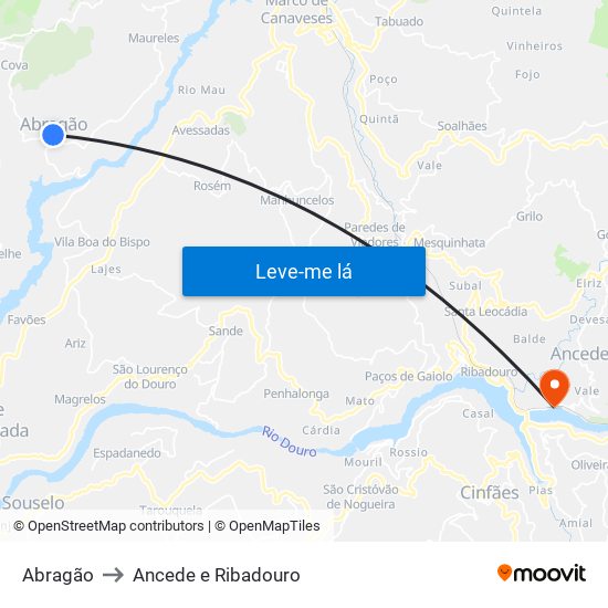 Abragão to Ancede e Ribadouro map