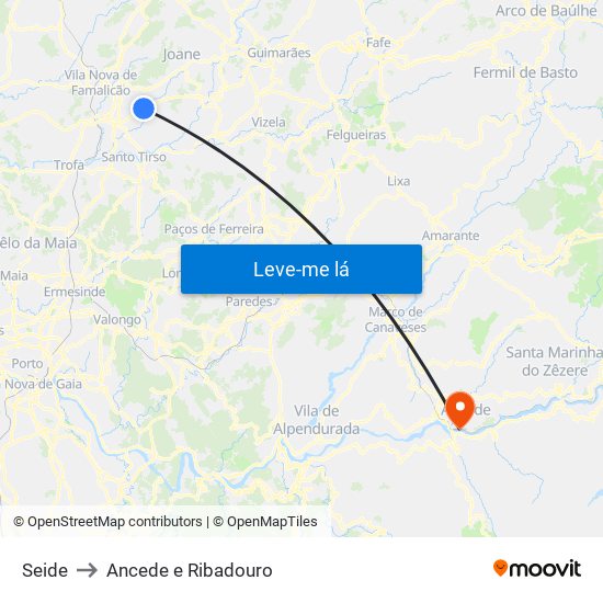 Seide to Ancede e Ribadouro map