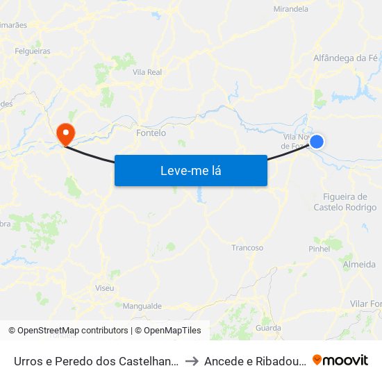 Urros e Peredo dos Castelhanos to Ancede e Ribadouro map