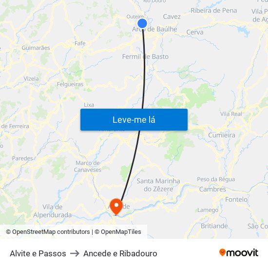 Alvite e Passos to Ancede e Ribadouro map