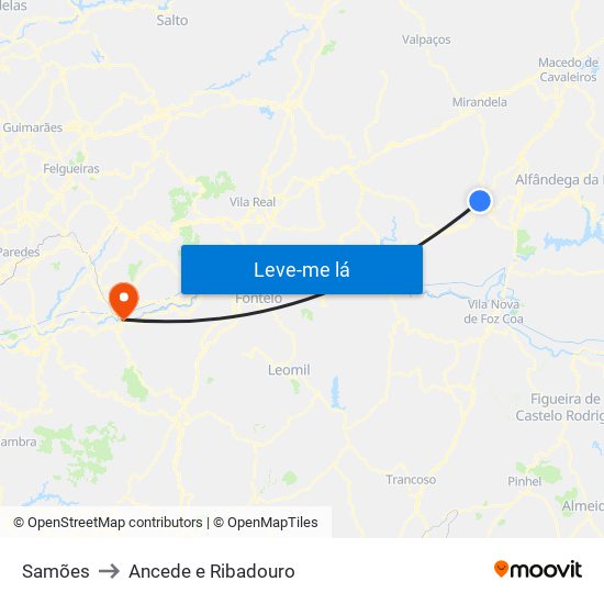 Samões to Ancede e Ribadouro map