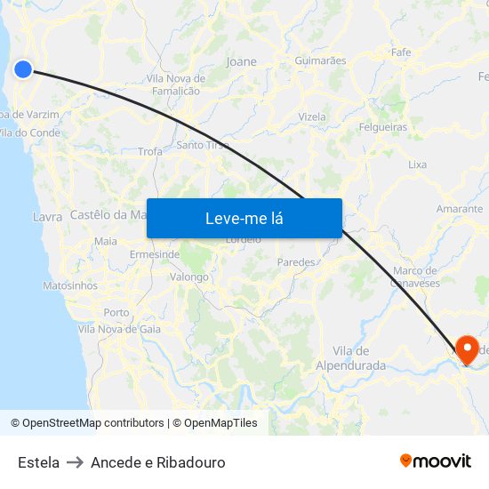 Estela to Ancede e Ribadouro map