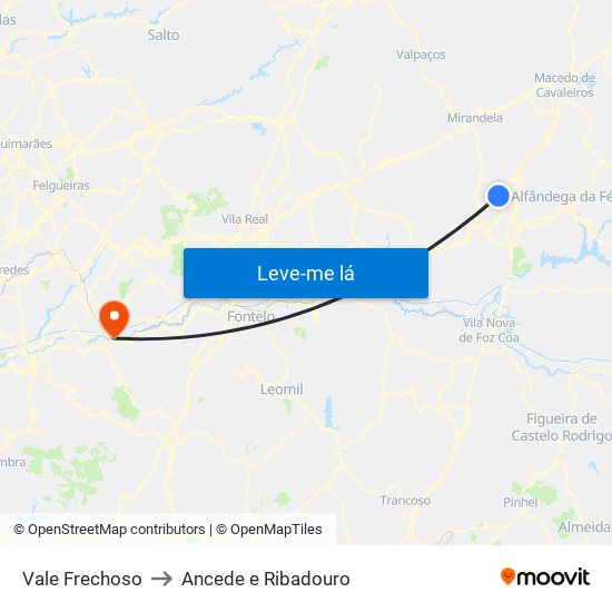 Vale Frechoso to Ancede e Ribadouro map