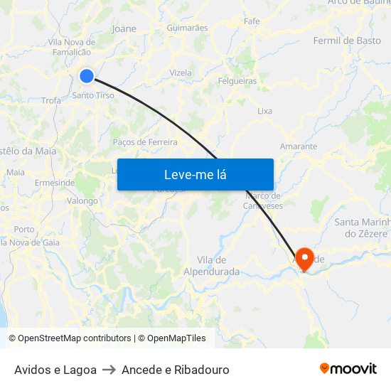 Avidos e Lagoa to Ancede e Ribadouro map