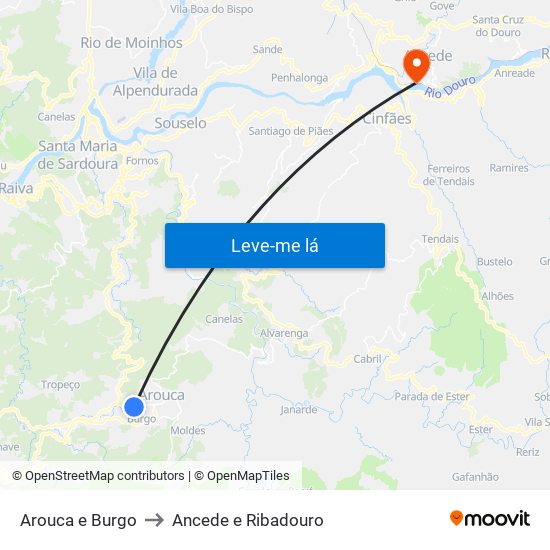 Arouca e Burgo to Ancede e Ribadouro map