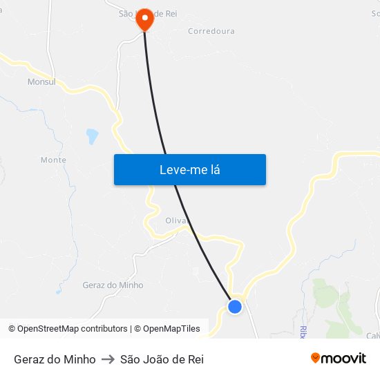 Geraz do Minho to São João de Rei map