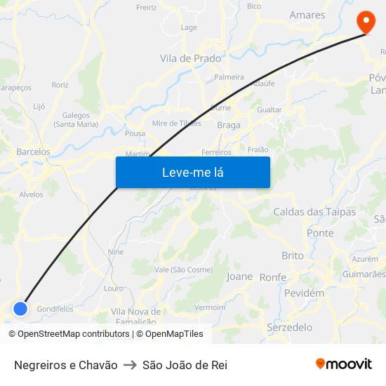 Negreiros e Chavão to São João de Rei map