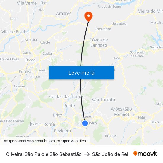 Oliveira, São Paio e São Sebastião to São João de Rei map