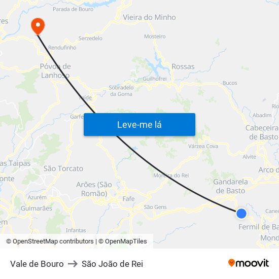 Vale de Bouro to São João de Rei map