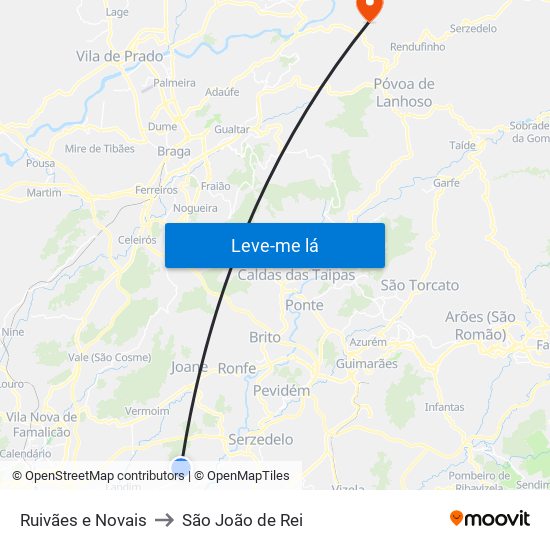 Ruivães e Novais to São João de Rei map