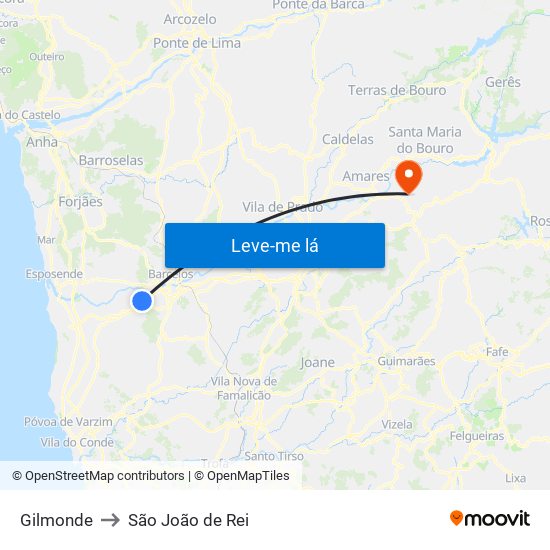 Gilmonde to São João de Rei map