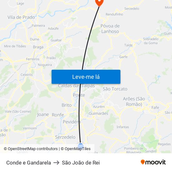 Conde e Gandarela to São João de Rei map