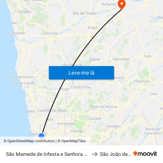 São Mamede de Infesta e Senhora da Hora to São João de Rei map