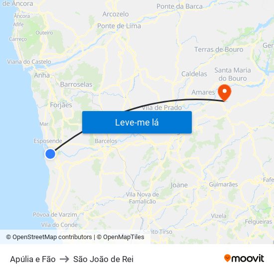 Apúlia e Fão to São João de Rei map