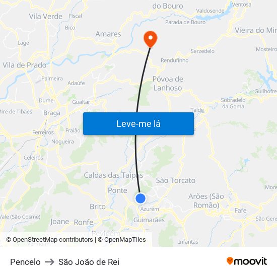 Pencelo to São João de Rei map