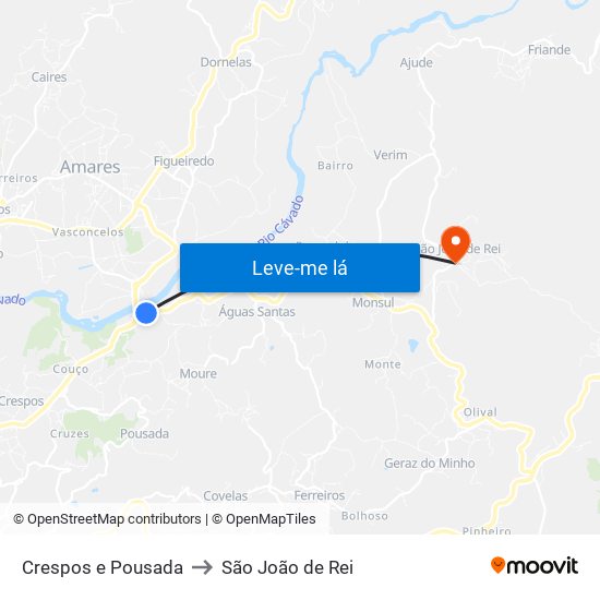 Crespos e Pousada to São João de Rei map