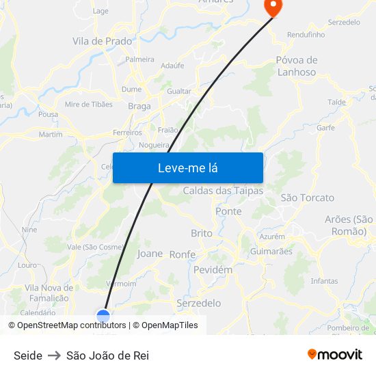 Seide to São João de Rei map