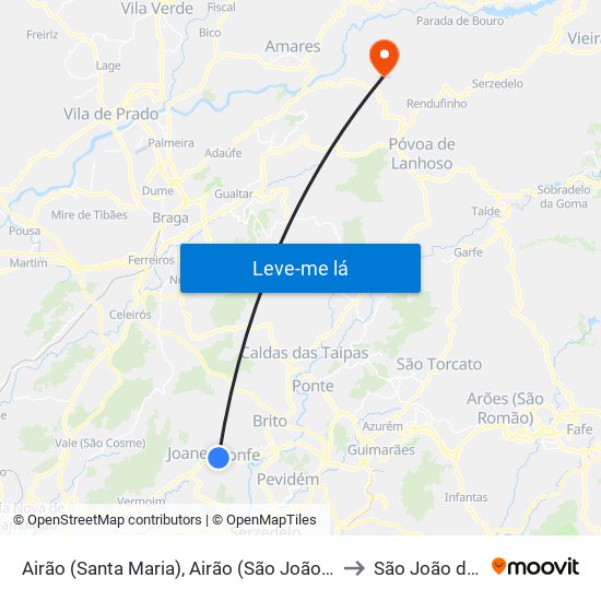 Airão (Santa Maria), Airão (São João) e Vermil to São João de Rei map