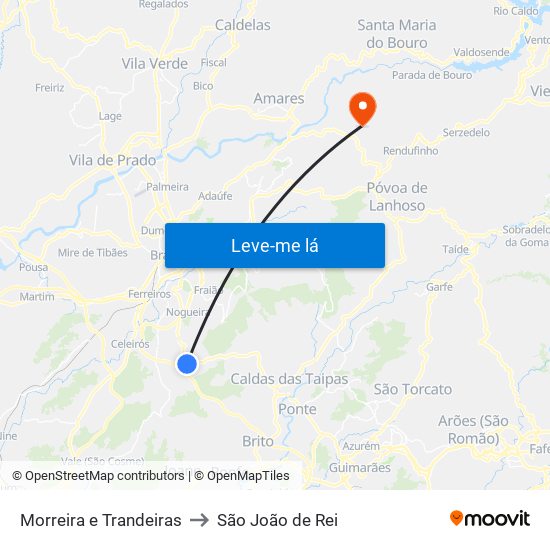 Morreira e Trandeiras to São João de Rei map