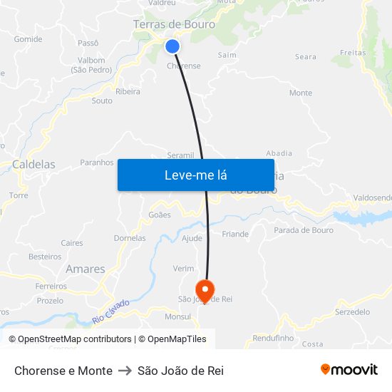 Chorense e Monte to São João de Rei map