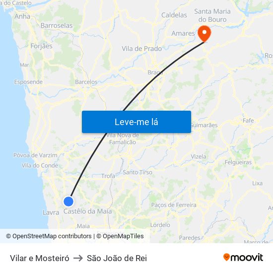 Vilar e Mosteiró to São João de Rei map