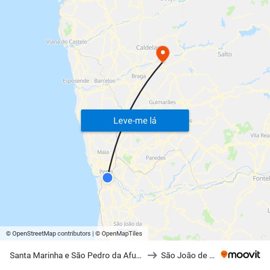 Santa Marinha e São Pedro da Afurada to São João de Rei map