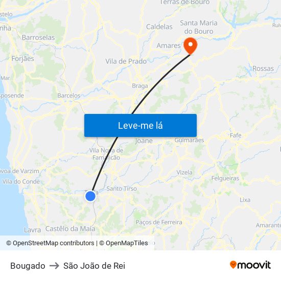 Bougado to São João de Rei map
