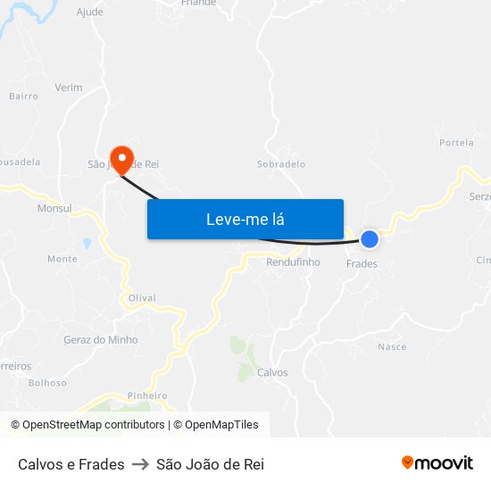 Calvos e Frades to São João de Rei map