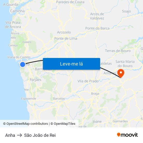 Anha to São João de Rei map