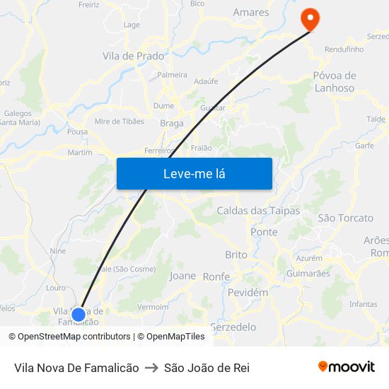 Vila Nova De Famalicão to São João de Rei map