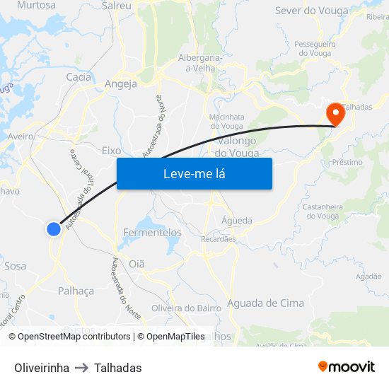 Oliveirinha to Talhadas map