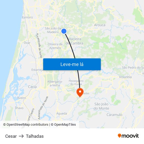 Cesar to Talhadas map